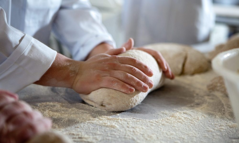 Kneading bread